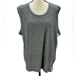 Madewell Sleeveless Front Pocket Tank Tee Shirt - Heathered Grey - size XXL